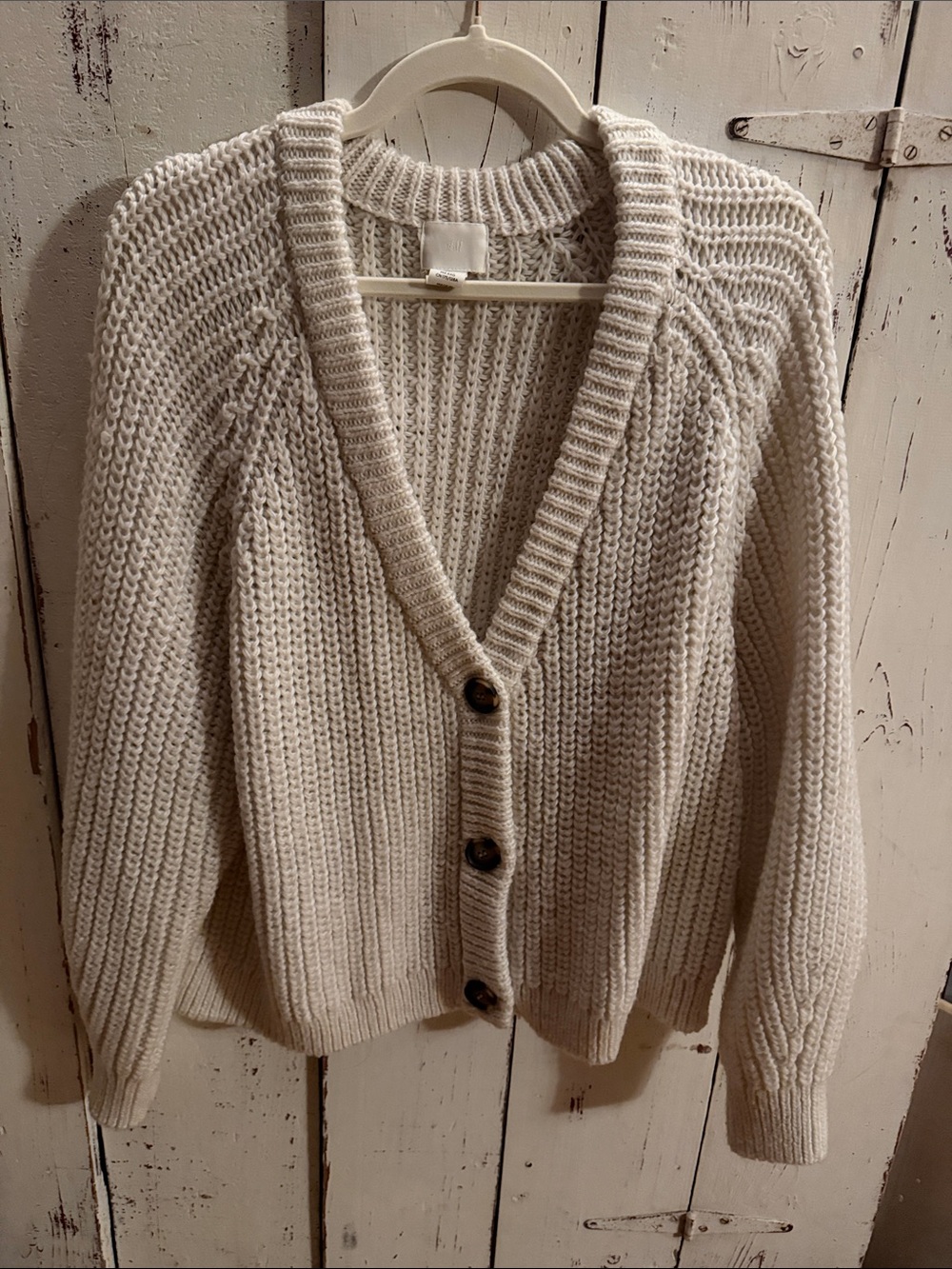 H&M Cream Knit Button-Up Cardigan Sweater